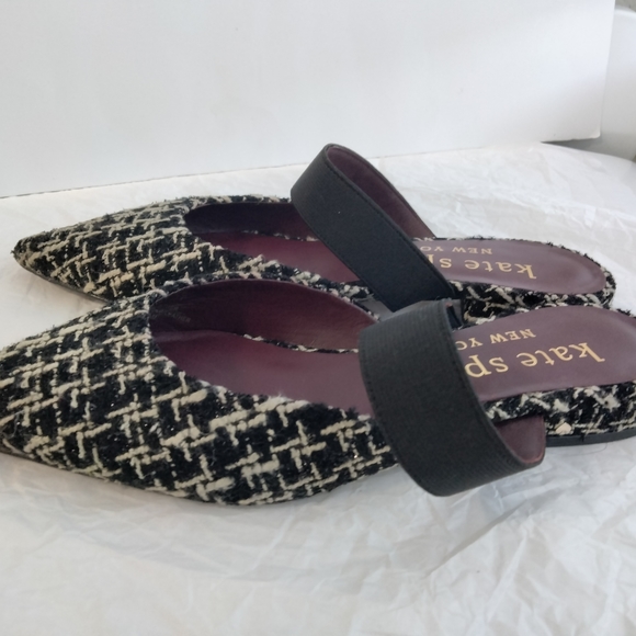 Kate Spade  Mules Tweed Black and White  Size 7 - Picture 11 of 16